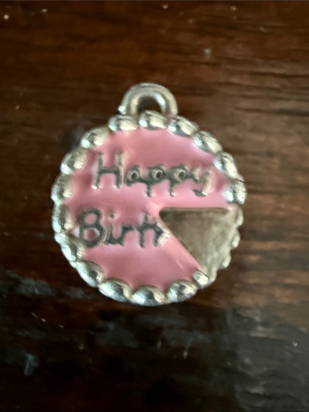James Avery Pink Enamel "Happy Birth" Cake Charm - Picture 3 of 5